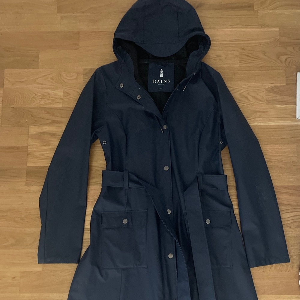 RAINS Curve W Jacket Belted Womens Navy XS/S